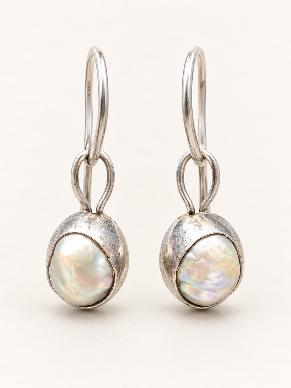 925 Sterling Silver Pearl Drop Earrings - Iridescent